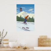 Big Sky Montana Snowboarding Travel Poster ポスター (キッチン)