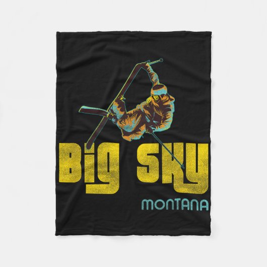 Big Sky Montana Vintage Skiing  フリースブランケット (正面)