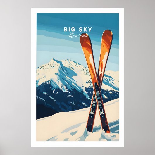 Big Sky Print Montana - Ski Poster 1 ポスター (正面)