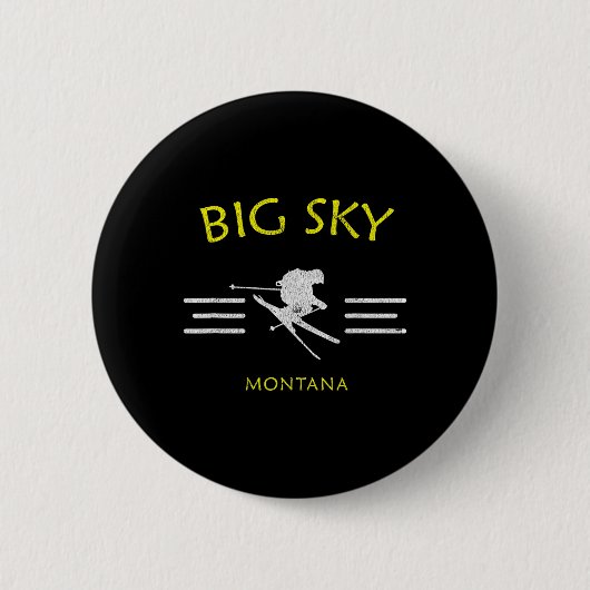 Big Sky Skiing Montana Ski Tee  缶バッジ (正面)