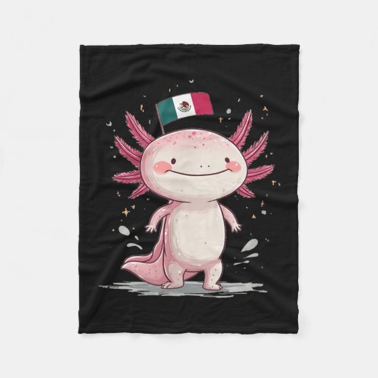 Big Smiling Axolotl Costume  フリースブランケット (正面)