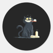 Big Smiling Cat With Toothbrush For Teeth Brushing ラウンドシール (正面)