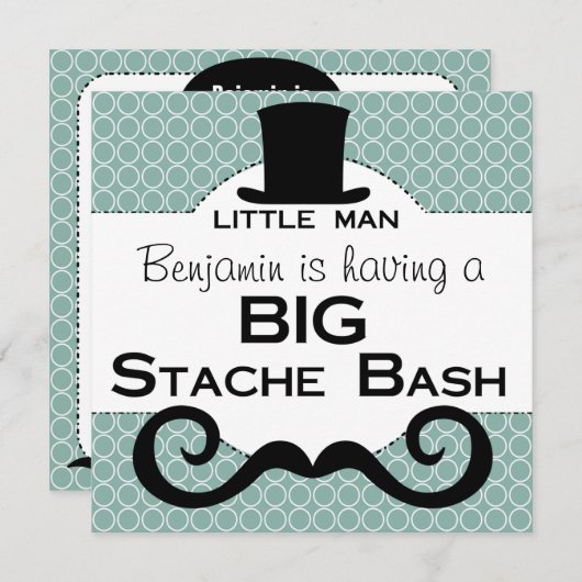 BIG Stache Bash誕生日招待状 招待状 (正面/裏面)