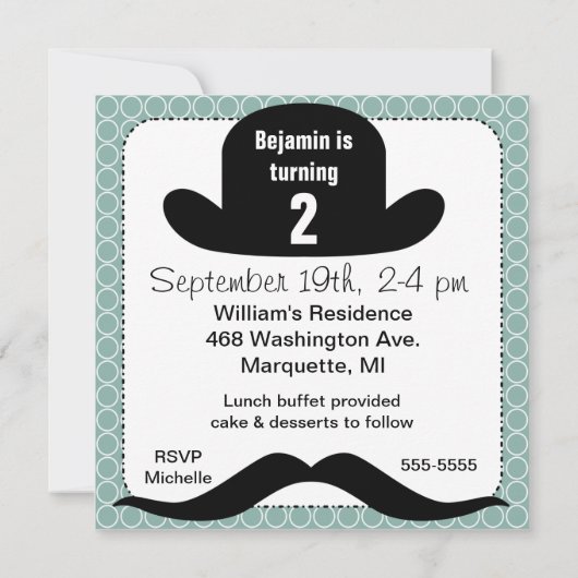 BIG Stache Bash誕生日招待状 招待状 (裏面)