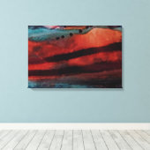 Big Sun, Dark Clouds Watercolor キャンバスプリント (インサイチュ (ウッドフロア))