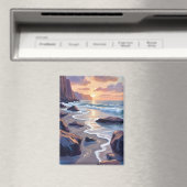 Big Sur, California Coast Painting マグネット (インサイチュ (食洗機))