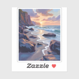 Big Sur, California Coastal Art Painting シール