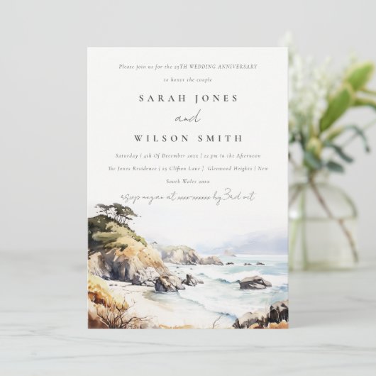 Big Sur California Landscape Wedding Anniversary 招待状 (スタンド正面)