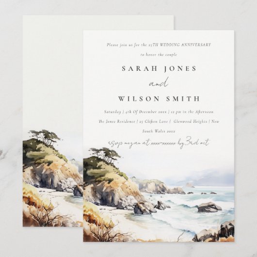 Big Sur California Landscape Wedding Anniversary 招待状 (正面/裏面)