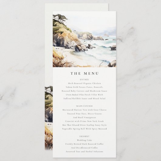 Big Sur, California Landscape Wedding Menu Card 招待状 (正面/裏面)