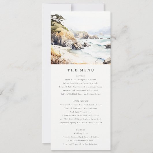 Big Sur, California Landscape Wedding Menu Card 招待状 (正面)