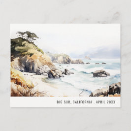 Big Sur, California Watercolor Landscape Travel シーズンポストカード