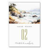 Big Sur, California Watercolor Landscape Wedding テーブルナンバー (裏面)