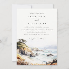 Big Sur, California Watercolor Landscape Wedding 招待状