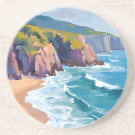 Big Sur, California Watercolor Ocean Painting コースター