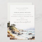 Big Sur California Watercolor Scape Baby Shower 招待状 (正面/裏面)