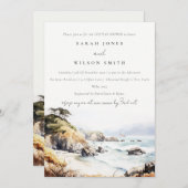 Big Sur California Watercolor Scape Couples Shower 招待状 (正面/裏面)