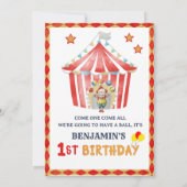 Big Top Circus Carnival Boy 1st Birthday  招待状 (裏面)