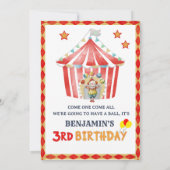 Big Top Circus Carnival Boy 3rd Birthday  招待状 (裏面)