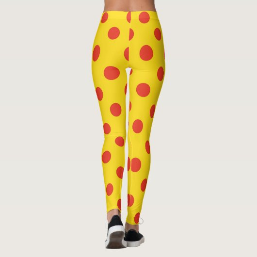 Big Top Dots: Bold Yellow & Red Polka Dot Leggings レギンス (裏面)