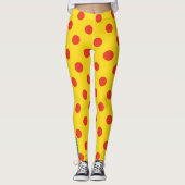 Big Top Dots: Bold Yellow & Red Polka Dot Leggings レギンス (正面)