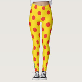 Big Top Dots: Bold Yellow & Red Polka Dot Leggings レギンス