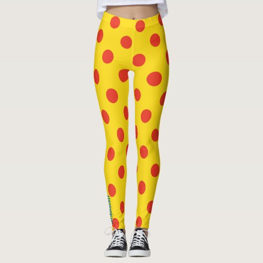 Big Top Dots: Bold Yellow & Red Polka Dot Leggings レギンス (正面)