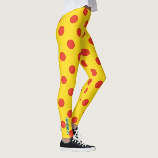 Big Top Dots: Bold Yellow & Red Polka Dot Leggings レギンス (右)