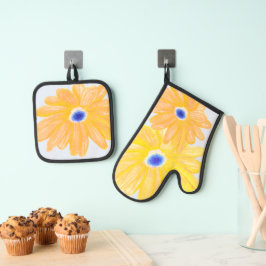 Big Warm Yellow Asters 鍋つかみ&鍋敷きセット