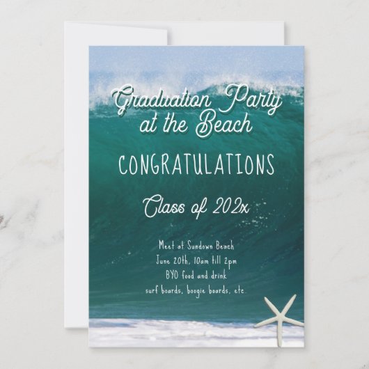 Big Wave Beach Graduation Party Class Invitation 招待状 (正面)