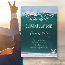 Big Wave Beach Graduation Party Class Invitation 招待状