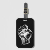 Big White Linocut-style Fist Illustration ラゲッジタグ (正面縦)