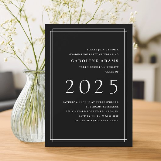 Big Year Graduation Party Invitation | ブラック 招待状