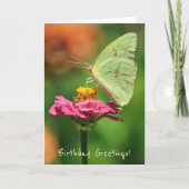 Big Yellow Butterfly on a Flower Birthday Card カード (正面)