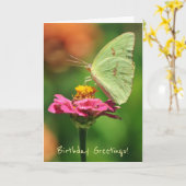 Big Yellow Butterfly on a Flower Birthday Card カード (黄色い花)