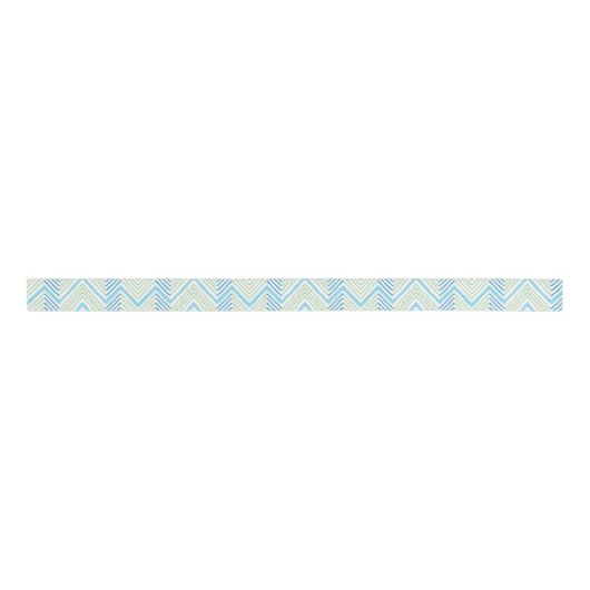 Big Zag Chevron in Green and Aqua グログランリボン (正面)