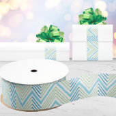 Big Zag Chevron in Green and Aqua グログランリボン