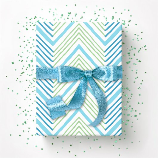 Big Zag Chevron in Green and Aqua ラッピングペーパー