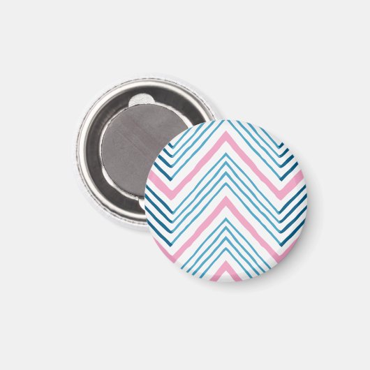 Big Zag Chevron in Pink and Aqua Magnet マグネット (正面/裏面)