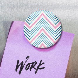 Big Zag Chevron in Pink and Aqua Magnet マグネット
