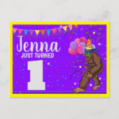 Bigfootかわいい子供の誕生日カードパーソナライズ年齢 シーズンポストカード (正面)