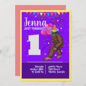 Bigfootかわいい子供の誕生日カードパーソナライズ年齢 招待状 (正面/裏面)