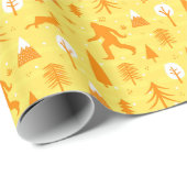 BigfootとJackalope in the Woods Pattern YelOrg ラッピングペーパー (ロールコーナー)