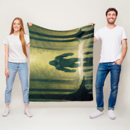 Bigfootはルイジアナ湿原を歩く フリースブランケット