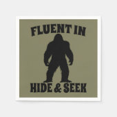 Bigfoot おもしろい - Fluent in Hide and Seek スタンダードカクテルナプキン (正面)