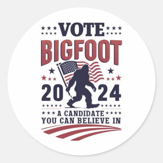 Bigfoot 2024サスカッチの投票大統領の ラウンドシール (正面)