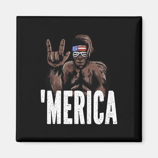 Bigfoot 4th Of 7月アメリカ独立記念日Asl マグネット (正面)