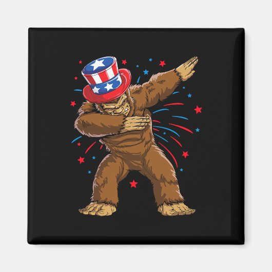 Bigfoot 4th Of 7月シャツサスカッチAmerican Flag マグネット (正面)