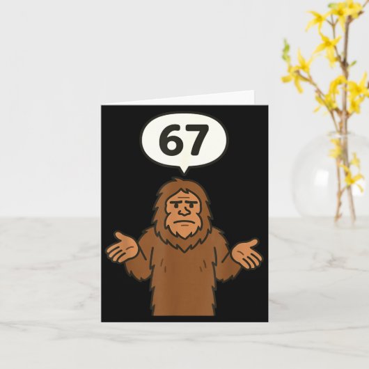 Bigfoot 67 Meme Six Seven Funny Sasquatch  カード (黄色い花)
