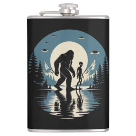Bigfoot Alien UFO Cryptid Leather Flask フラスク